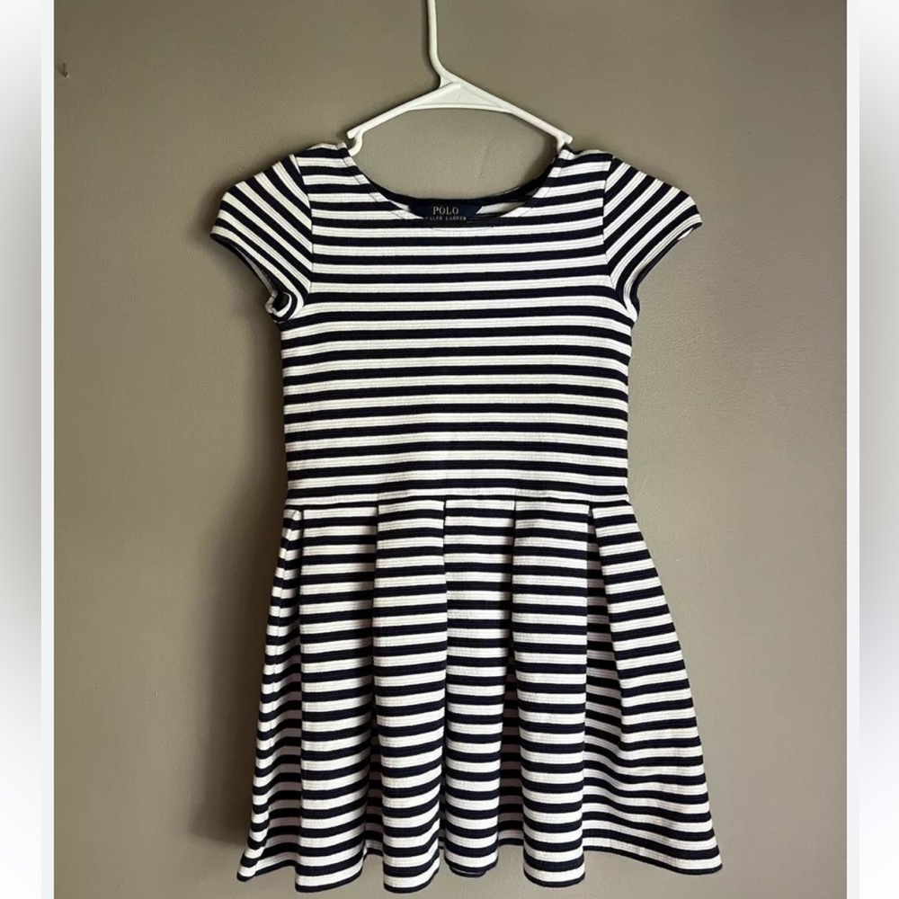Polo Ralph Lauren Navy Striped Pleated Dress, sz. 6